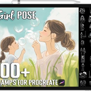 100+ Procreate Girl & Daughter Pose Stamps, Sweet Family Brushes for Procreate, Instant Digital Download