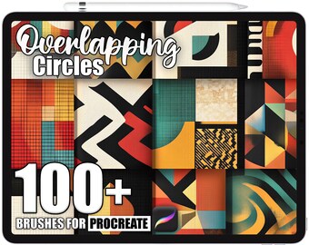 Plus de 100 pinceaux circulaires qui se chevauchent pour procréer, pinceaux de texture réalistes pour procréer, téléchargement numérique instantané