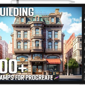 100+ Procreate Building Stamps, Building Brushes for Procreate, Instant Digital Download