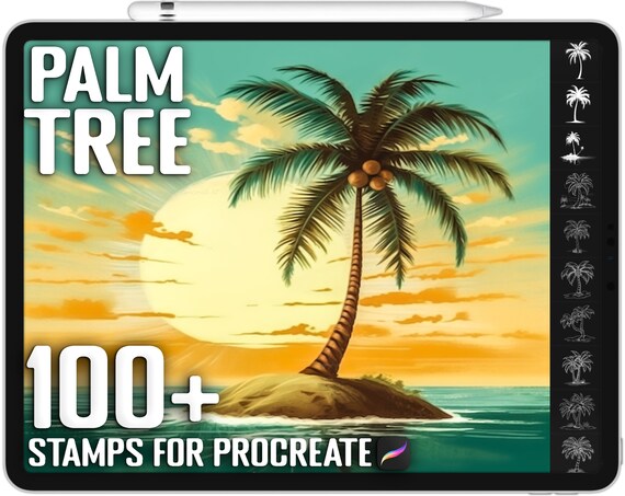100+ Procreate Palm Tree Stamps, Palm Tree Brushes for Procreate, Instant Digital Download