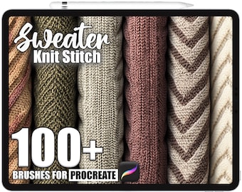100+ Procreate Sweater Knit Stitch Brushes, Realistic Texture Brushes for Procreate, Instant Digital Download