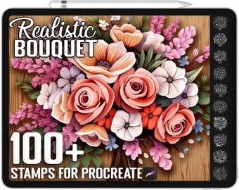 100+ Procreate Bouquet Stamps, Bouquet Guide Brushset Bundle for Procreate, Instant Digital Download