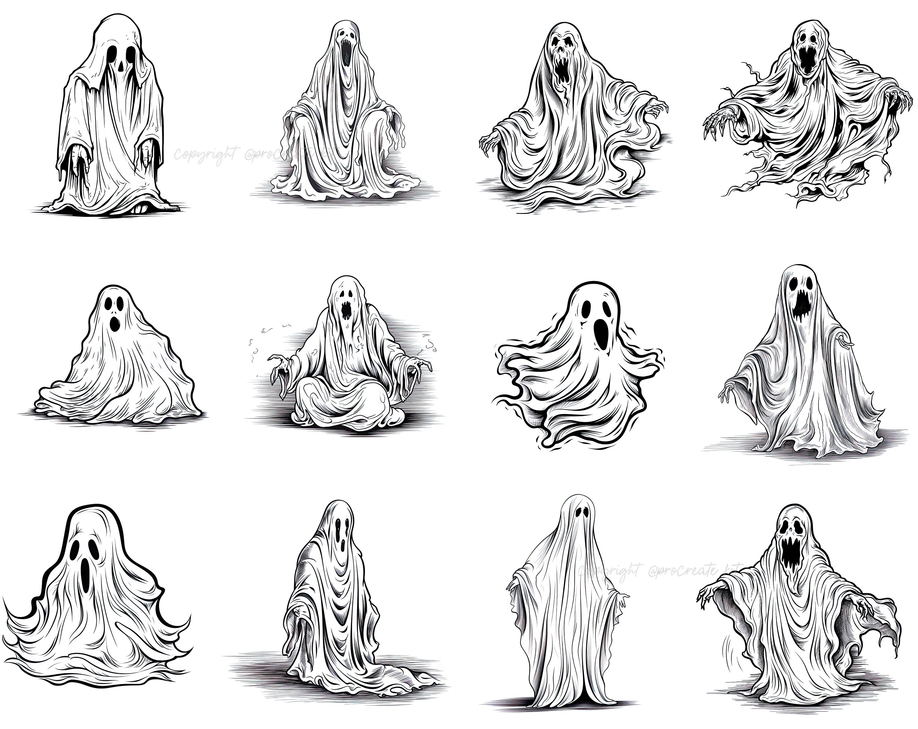 100+ Procreate Ghost Stamps, Ghost Brushes for Procreate, Instant ...