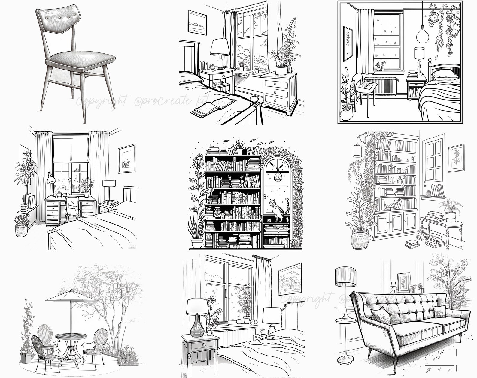 Procreate Furniture Stamps, Furniture Brushes for Procreate, Instant ...