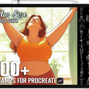 100種類以上のProcreate用プラスサイズスタンプ、自信に満ちた美しいボディブラシ、すぐにデジタルダウンロード可能