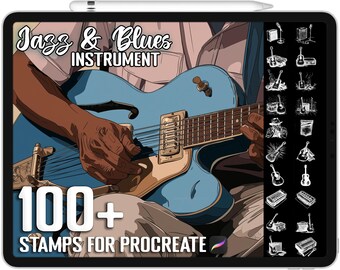 100+ Procreate Jazz & Blues Instrument Stamps, Realistic Brushes for Procreate, Instant Digital Download