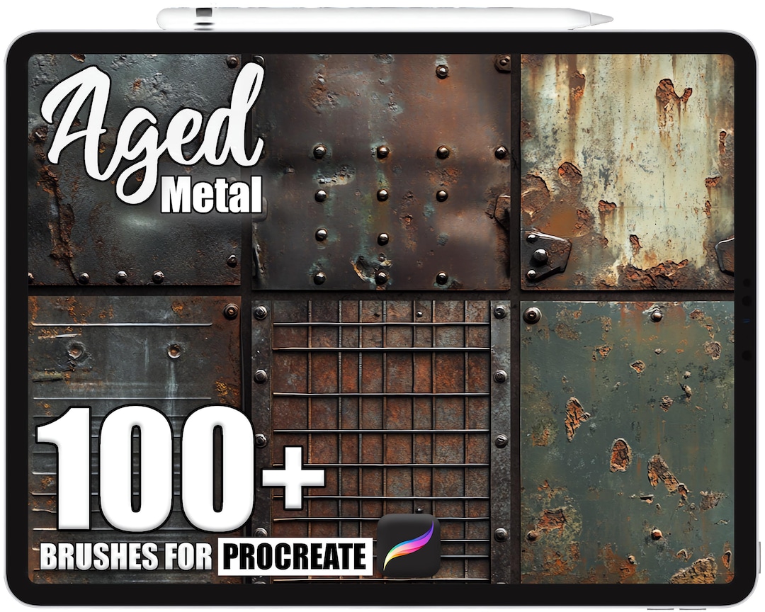 100+ Procreate Aged Metal Brushes, Realistic Texture Brushes for ...
