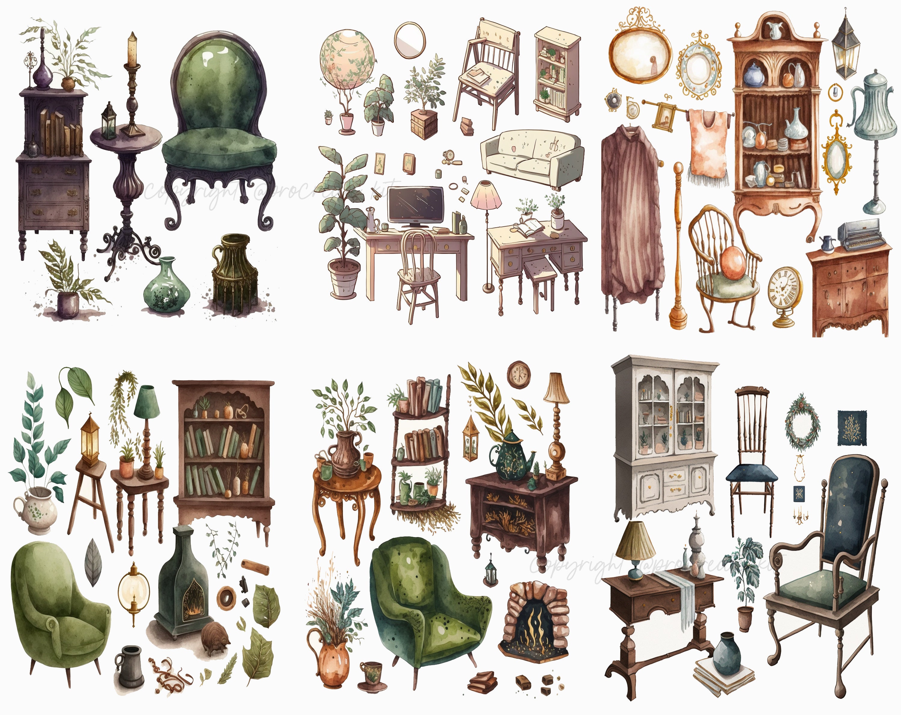 Procreate Furniture Stamps, Furniture Brushes for Procreate, Instant ...