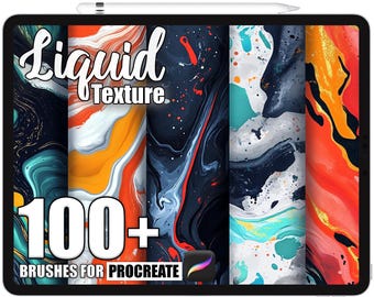 100+ Procreate Liquid texture Brushes, Realistic Texture Brushes for Procreate, Instant Digital Download