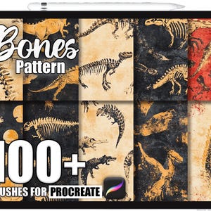 100+ Procreate Bones Mönsterpenslar, Realistiska Texturpenslar för Procreate, Omedelbar Digital Nedladdning