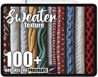 Plus de 100 pinceaux de texture pour pull Procreate, pinceaux de texture réalistes pour procréer, téléchargement numérique instantané
