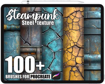 100+ Procreate Steampunk Steel Brushes, Realistic Texture Brushes for Procreate, Instant Digital Download