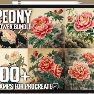 Procreate Peony Stamps, Peony Brushes for Procreate, Instant Digital Download