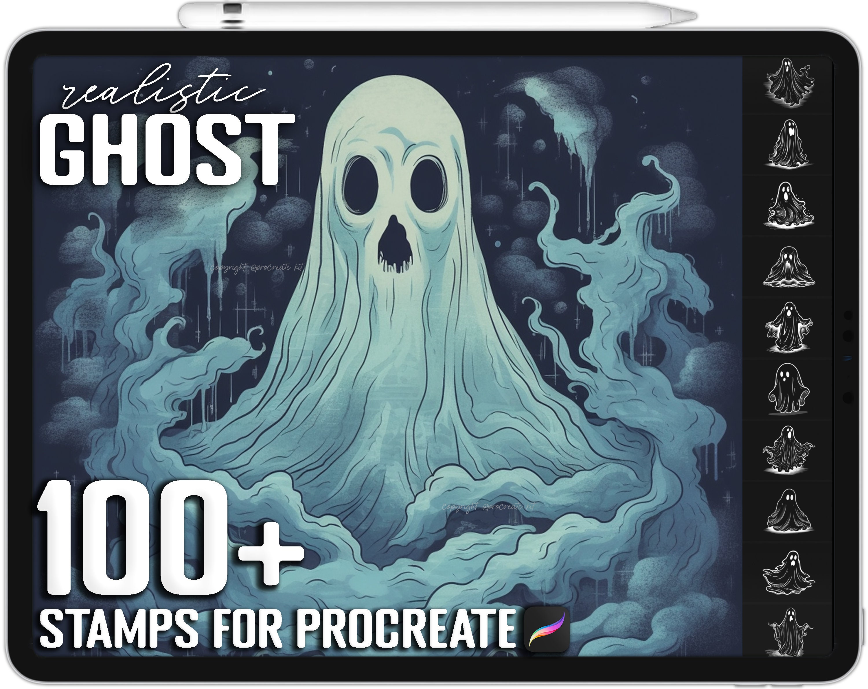 100+ Procreate Ghost Stamps, Ghost Brushes for Procreate, Instant ...