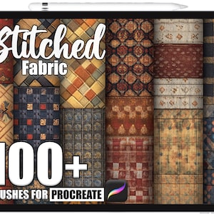 Plus de 100 pinceaux pour tissus surpiqués Procreate, textures réalistes pour procréer, téléchargement numérique instantané