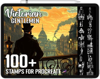 100+ Procreate Victorian Gentlemen Stamps, Realistic Brushes for Procreate, Instant Digital Download