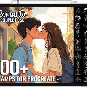 100種類以上のProcreate用ロマンティックカップルスタンプ、Procreate用愛と愛情ブラシ、即時デジタルダウンロード