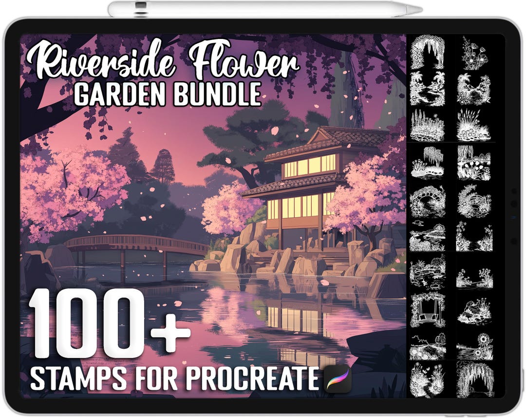 100+ Procreate Riverside Flower Garden Stamps, Brushes for Procreate ...