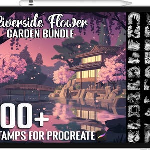 100+ Procreate Riverside Flower Garden Stamps, Brushes for Procreate, Instant Digital Download