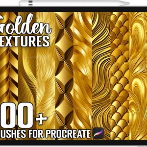 100 Procreate Gold Textur Pinsel, realistische Pinsel für Procreate, sofortiger digitaler Download Bild 1