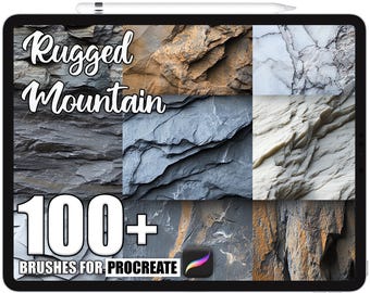 100+ Procreate Rugged Mountain Brushes, Realistic Texture Brushes for Procreate, Instant Digital Download