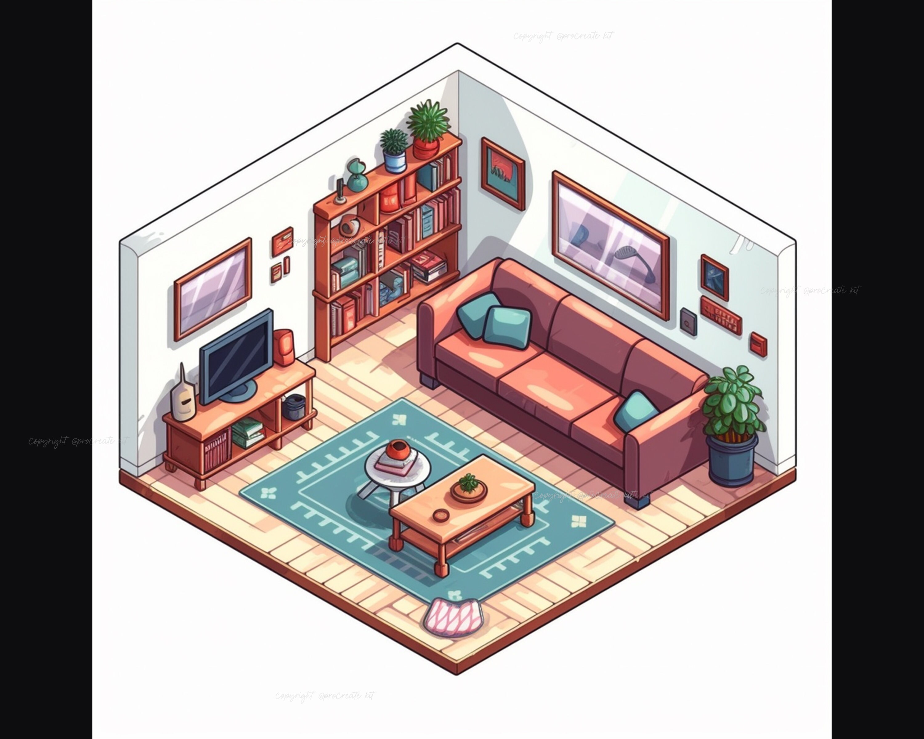 100+ Procreate Isometric Living Room Stamps, Isometric Living Room ...
