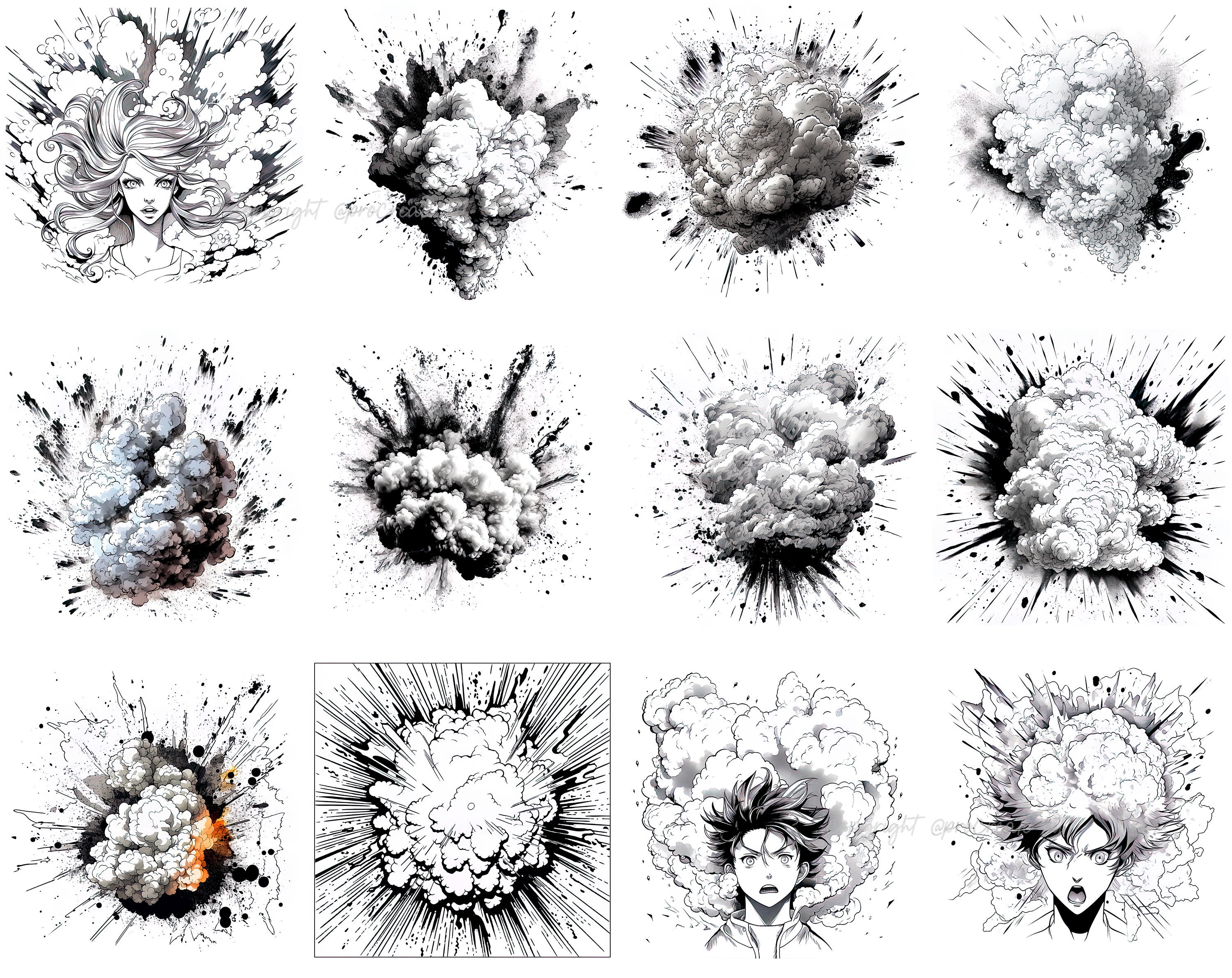 100+ Procreate Anime Explosion Stamps, Comic Explosion Brushes for ...