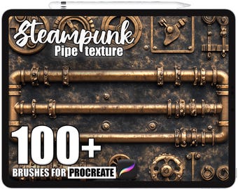 Más de 100 pinceles de tubería Steampunk para Procreate, pinceles de textura realistas para Procreate, descarga digital instantánea