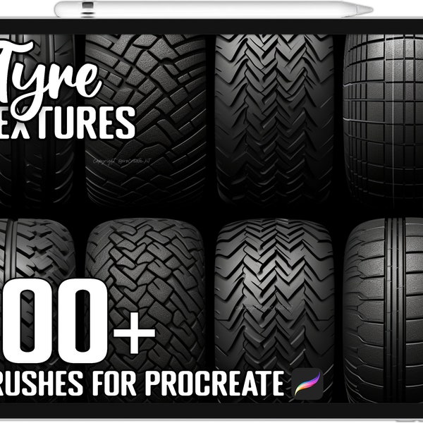 100+ Procreate Tyre Texture Brushes, Realistic Brushes for Procreate, Instant Digital Download