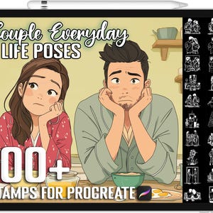 100+ Procreate Couple Everyday Life Poses Stamps, Realistic Brushes for Procreate, Instant Digital Download