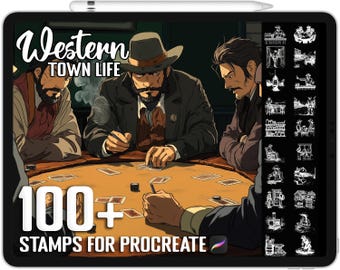 100+ Procreate Western Town Life Stamps, Realistic Brushes for Procreate, Instant Digital Download