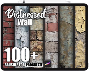 100+ Procreate Distressed Wall Brushes, Realistic Texture Brushes for Procreate, Instant Digital Download