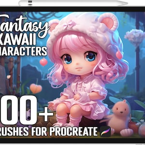 100+ Procreate Fantasy Kawaii karakters stempels, Fantasy Brushset bundel voor Procreate, Instant Digitale Download