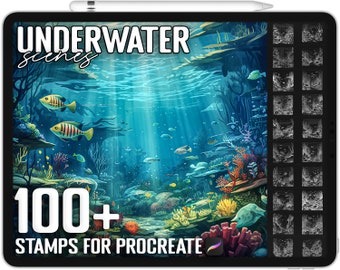 100+ Procreate Underwater Stamps, Underwater Brushes for Procreate, Instant Digital Download