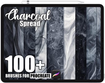 100+ Procreate Charcoal Spread Brushes, Realistic Texture Brushes for Procreate, Instant Digital Download