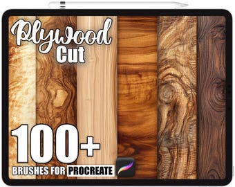Más de 100 pinceles de corte de madera contrachapada para Procreate, pinceles de textura realistas para Procreate, descarga digital instantánea
