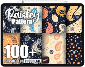 100+ Procreate Paisley Pattern Brushes, Realistic Texture Brushes for Procreate, Instant Digital Download