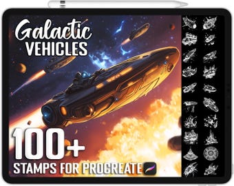 100+ Procreate Galactic Vehicles & Spacecrafts Stamps, Realistic Brushes for Procreate, Instant Digital Download