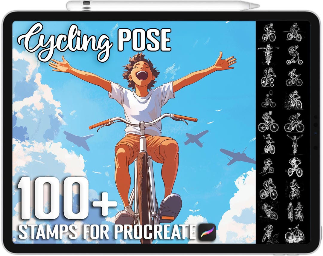 Low Rider Procreate 100+ Procreate Cycling Pose Stamps, Action Rider Brushes for Procreate ...