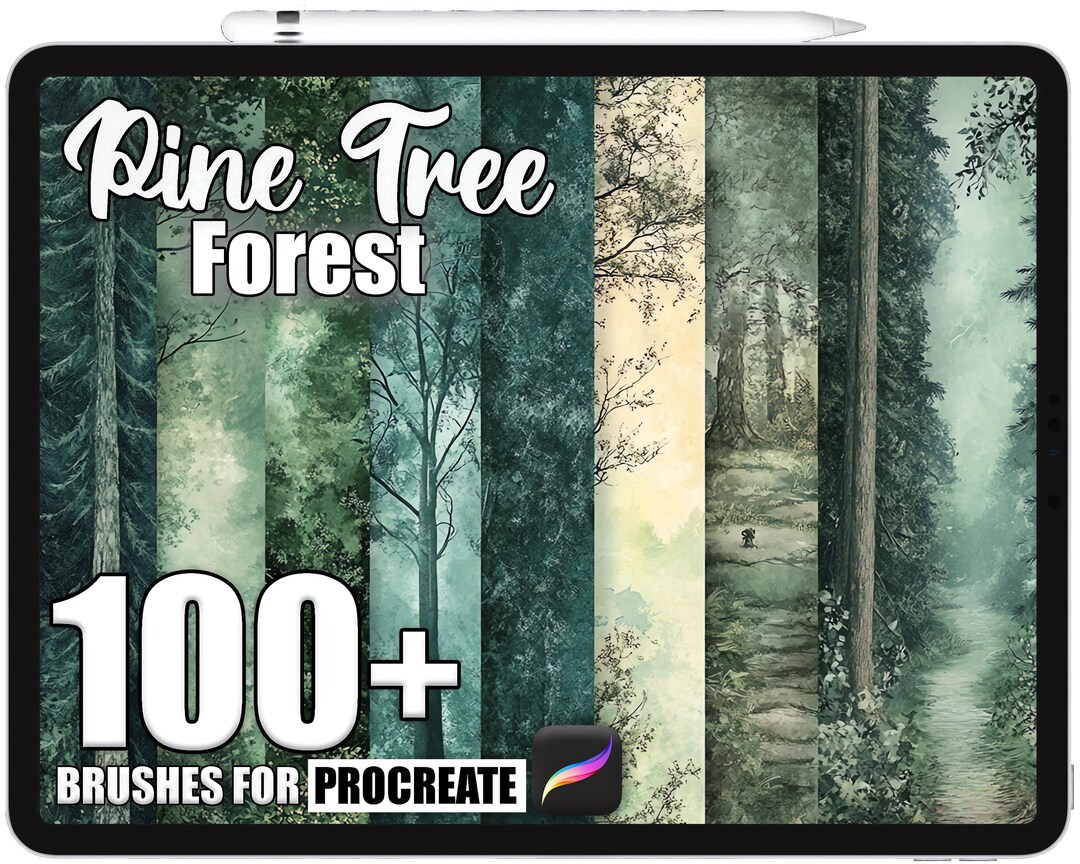 100+ Procreate Pine Tree Forest Brushes, Realistic Texture Brushes for ...