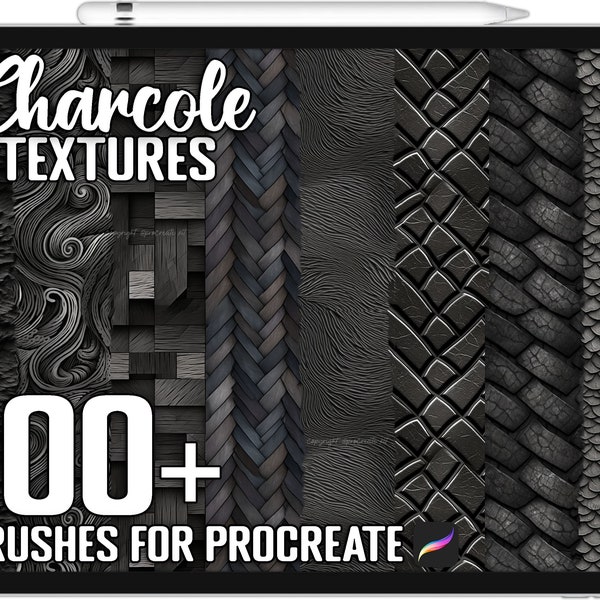 100+ Procreate Charcole Texture Brushes, Realistic Brushes for Procreate, Instant Digital Download