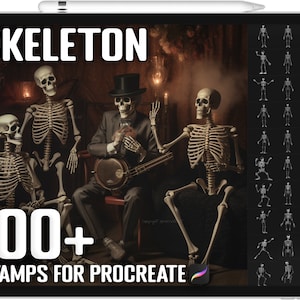 100+ Procreate Skeleton Stamps, Skeleton Brushes for Procreate, Instant Digital Download