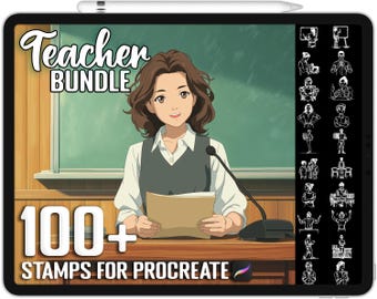 100+ Procreate Teacher Pose Stamps, Realistic Brushes for Procreate, Instant Digital Download