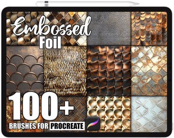100+ Procreate Embossed Foil Brushes, Realistic Texture Brushes for Procreate, Instant Digital Download