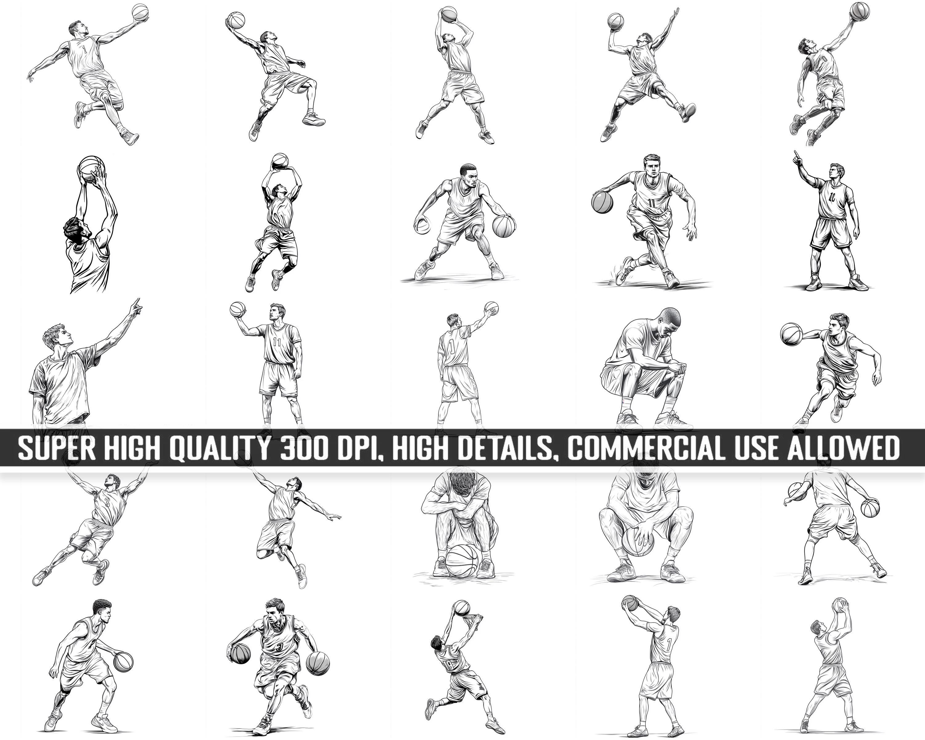 100+ Procreate Basketball Pose Stamps, Action Basketball Brushes for ...