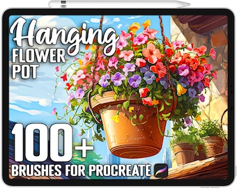 100+ Procreate Hanging Flower Pot Stamps, Hanging Flower Pot Guide Bundle for Procreate, Instant Digital Download