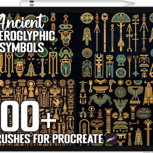 100+ Procreate Ancient Hieroglyphic Stamps, Ancient Egypt Symbols Guide Brushes for Procreate, Instant Digital Download