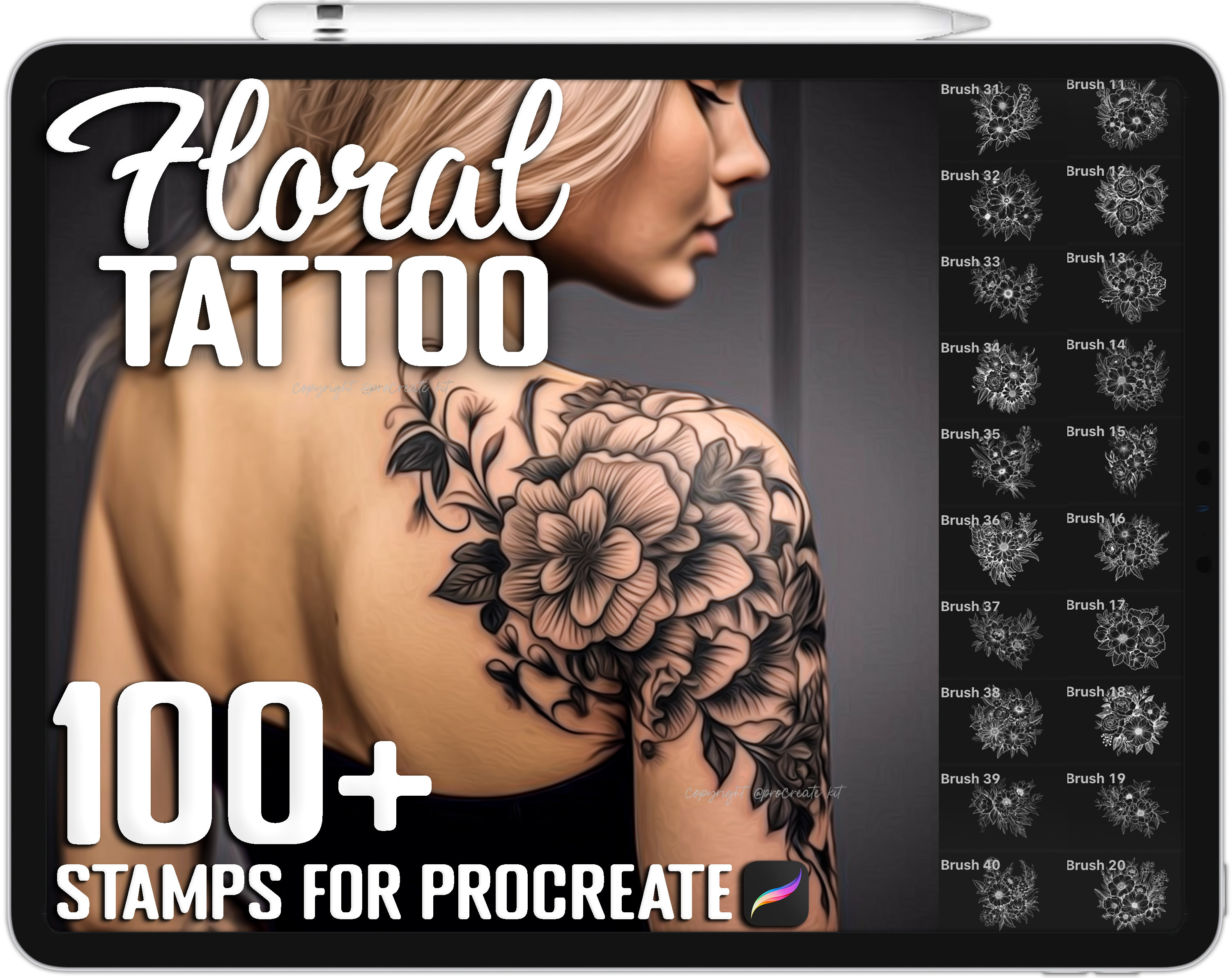 100 Flower Stamps For Procreate, Procreate Flowers, Tattoo F - Inspire  Uplift