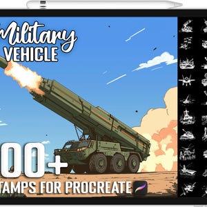 100+ Procreate Military Vehicle & Machinery Scene Stamps, Realistic Brushes for Procreate, Instant Digital Download