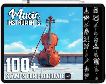 100+ Procreate Music & Instruments Stamps, Brushes for Procreate, Instant Digital Download